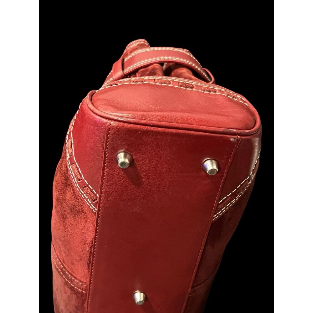 vintage Coach Hamptons fine suede and leather Bag Bordeaux Red - Picture 6 of 10